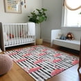 thumbnail image 1 of Addison Rugs Mayfield Washable Tropical Stripes & Flamingos Pink Rectangle Rug, 9' x 12', 1 of 6