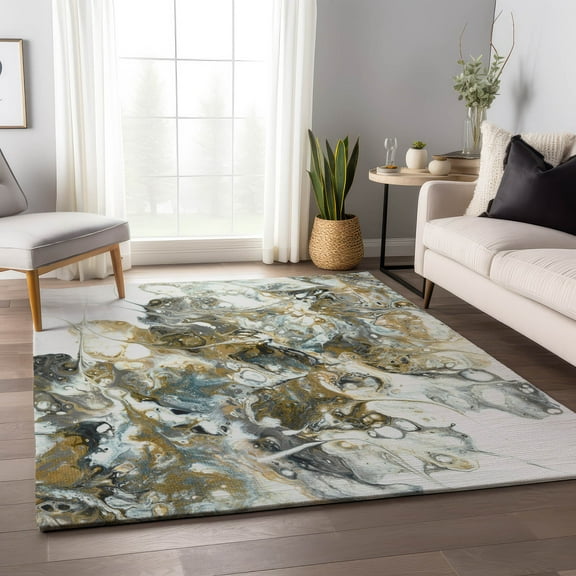 Addison Rugs Mayfield Washable Contemporary Abstract Smoke Rectangle Rug, 10' x 14'