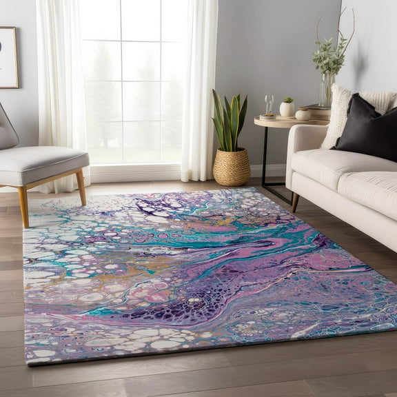 Addison Rugs Mayfield Washable Contemporary Abstract Periwinkle Rectangle Rug, 2'6" x 3'10"