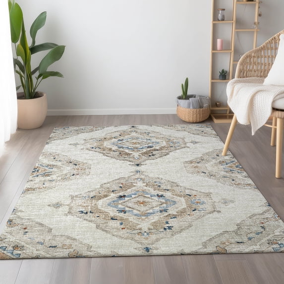 Addison Rugs Mayfield Washable Traditional Tribal Linen Rectangle Rug, 3' x 5'