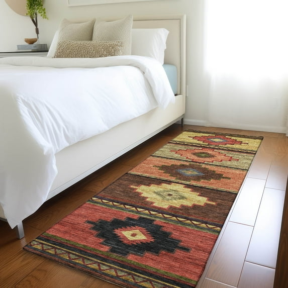 Addison Rugs Mayfield Washable Southwest Aztec Paprika Runner Rug, 2'3" x 7'6"