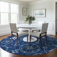 thumbnail image 1 of Addison Rugs Mayfield Washable Coastal Nautical Navy Round Rug, 8' x 8', 1 of 5