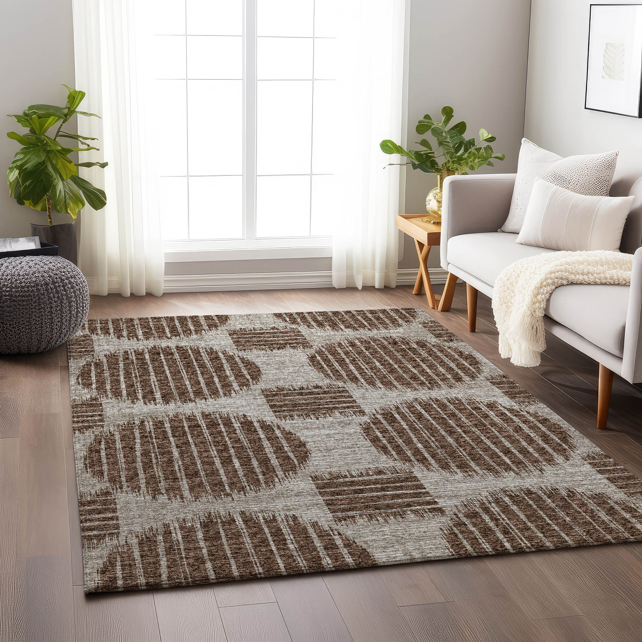 Addison Rugs Mayfield Washable Transitional Geo, Circles Brown ...