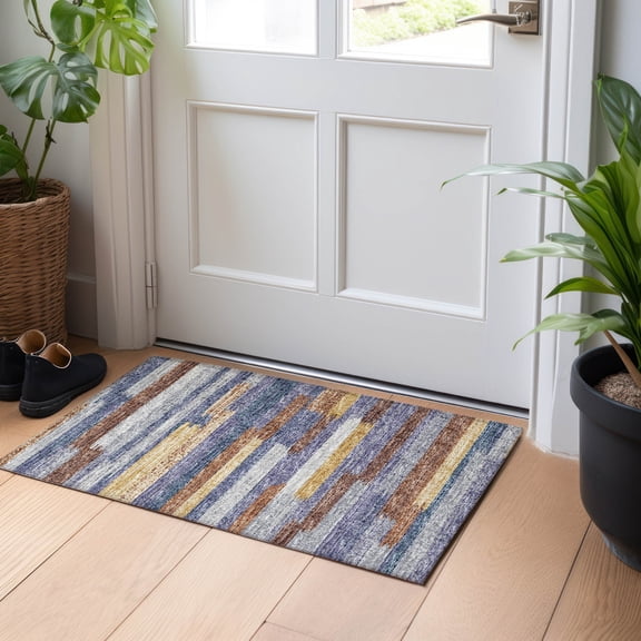 Addison Rugs Mayfield Washable Transitional Stripes, Bars, Horizontal Lines Landscape Rectangle Rug, 1'8" x 2'6"