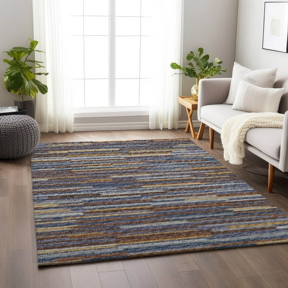 Addison Rugs Mayfield Washable Transitional Stripes, Bars, Horizontal Lines Landscape Rectangle Rug, 2'6" x 3'10"