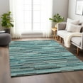 thumbnail image 1 of Addison Rugs Mayfield Washable Transitional Stripes, Bars, Horizontal Lines Turquoise Rectangle Rug, 9' x 12', 1 of 6