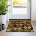 thumbnail image 1 of Addison Rugs Mayfield Washable Cowhide Small Boxes Brown Rectangle Rug, 1'8" x 2'6", 1 of 5