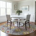 thumbnail image 1 of Addison Rugs Mayfield Washable Transitional Tribal, Boho Purple Round Rug, 8' x 8', 1 of 5