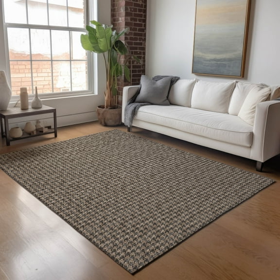 Addison Rugs Mayfield Washable Transitional Houndstooth Chocolate Rectangle Rug, 10' x 14'