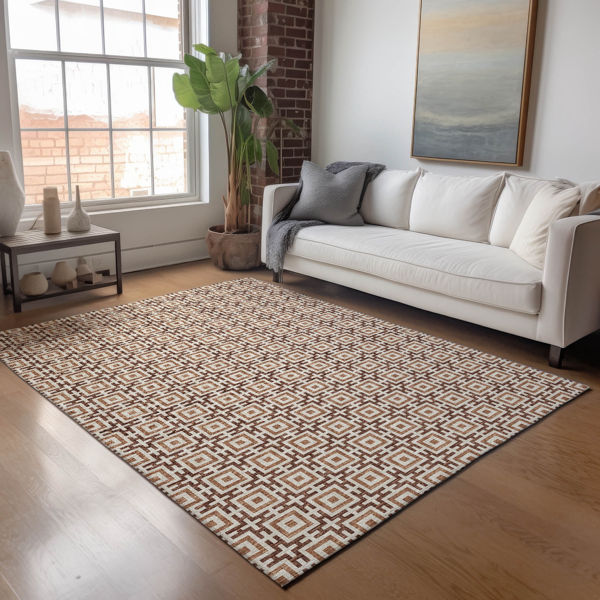 Parika Rugs Addison Rugs Mayfield Washable Transitional Modern Squares Paprika ...