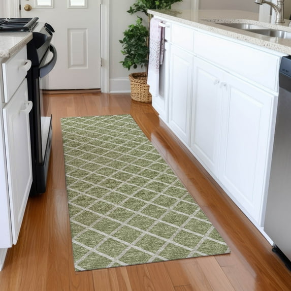Addison Rugs Mayfield Washable Transitional Lattice Aloe Runner Rug, 2'3" x 7'6"