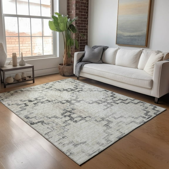 Addison Rugs Mayfield Washable Transitional Tribal Taupe Rectangle Rug, 10' x 14'