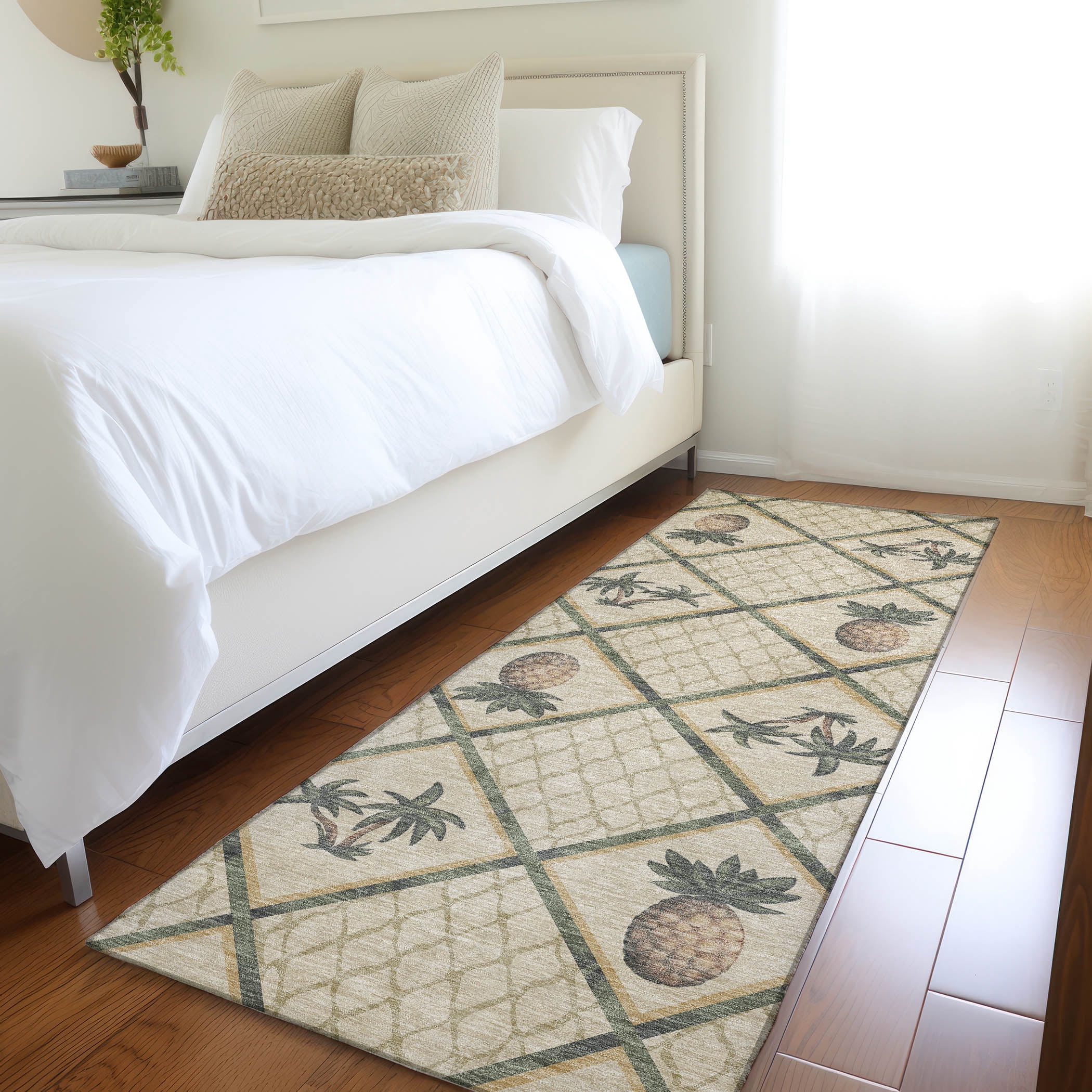 Pineapple Rug Wool Addison Rugs Mayfield Washable Kitchen Bamboo & Pineapples Palm Runner ...