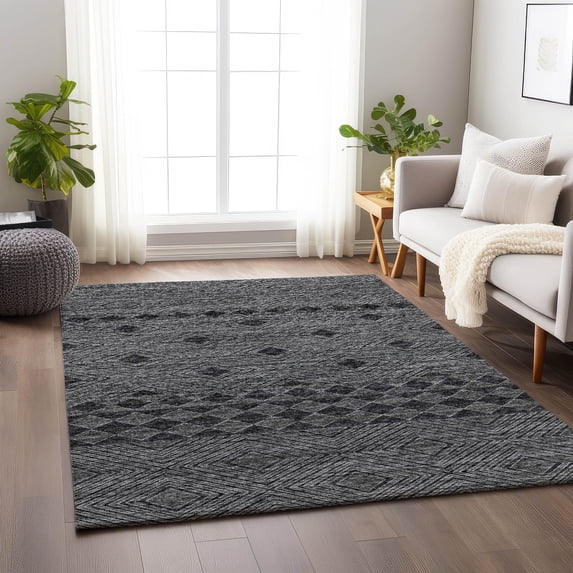 Addison Rugs Mayfield Washable Transitional Cultural, Diamond Gray Rectangle Rug, 5' x 7'6"