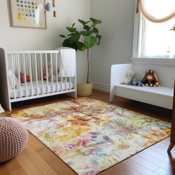 Addison Rugs Mayfield Washable Tropical Palms Multi Rectangle Rug, 10' x 14'