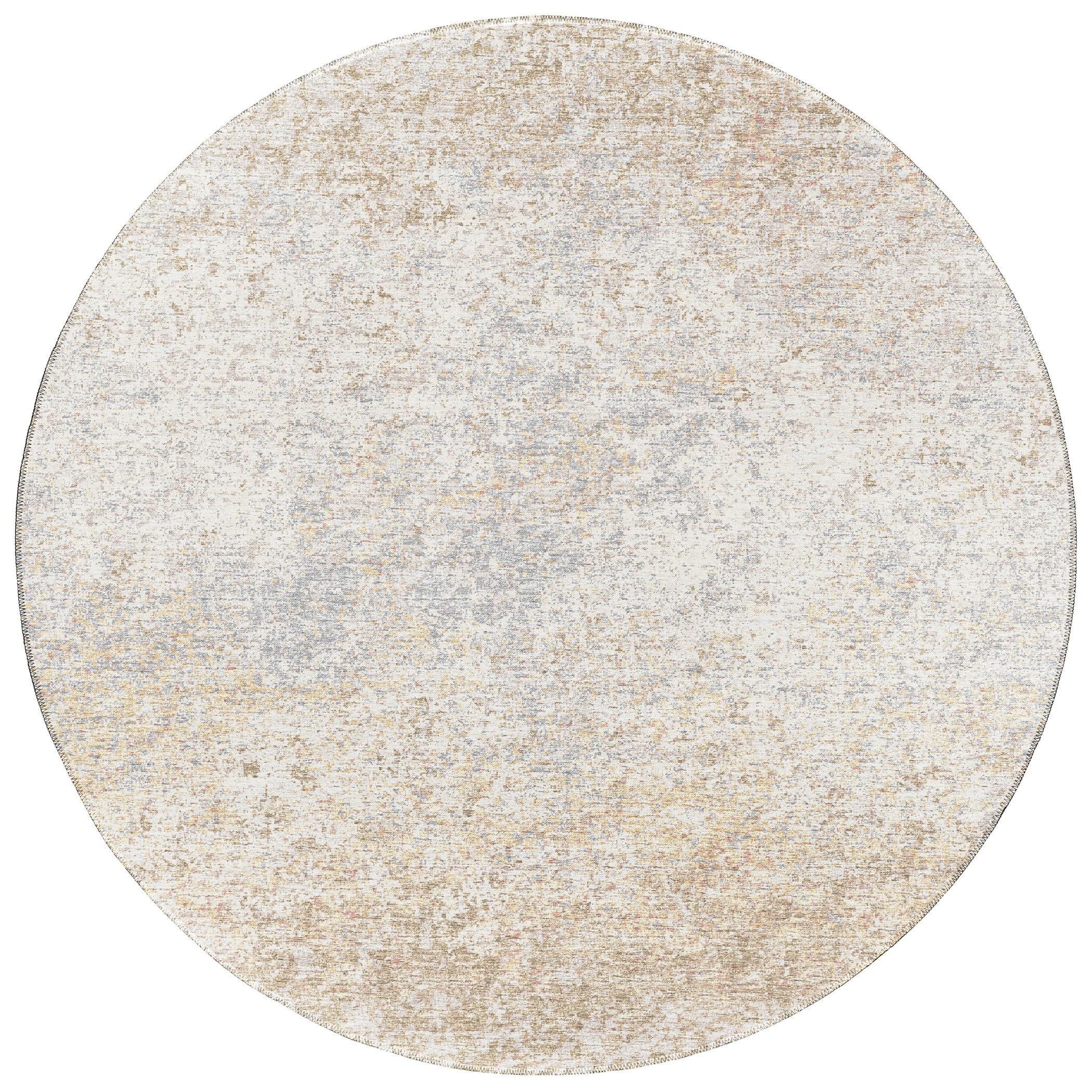 Rylee Large Indoor/Outdoor Beige 8' x 8' Non-Skid Round Area Rug ...