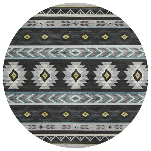 Addison Rugs Sonora ASO33 Midnight 8' x 8' Indoor Outdoor Area Rug, Easy Clean, Machine Washable, Non Shedding, Bedroom, Living Room, Dining Room, Kitchen, Patio Rug