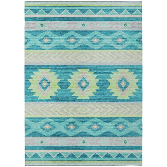 Addison Rugs Sonora ASO33 Peacock 5' x 7'6" Indoor Outdoor Area Rug, Easy Clean, Machine Washable, Non Shedding, Bedroom, Living Room, Dining Room, Kitchen, Patio Rug