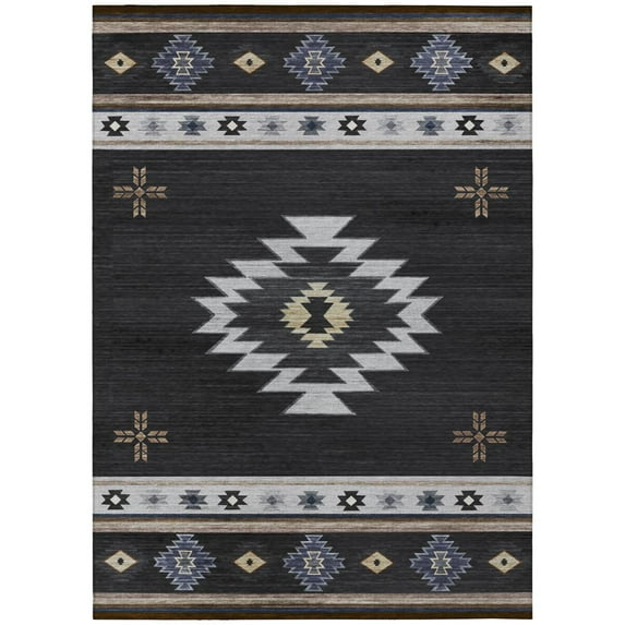 Addison Rugs Sonora ASO34 Midnight 8' x 10' Indoor Outdoor Area Rug, Easy Clean, Machine Washable, Non Shedding, Bedroom, Living Room, Dining Room, Kitchen, Patio Rug