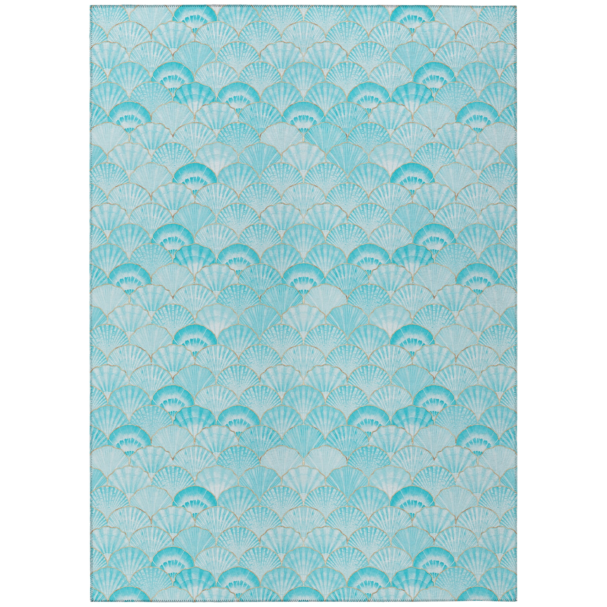 Aqua Coastal Pattern Flat Weave 3' x 5' Area Rug