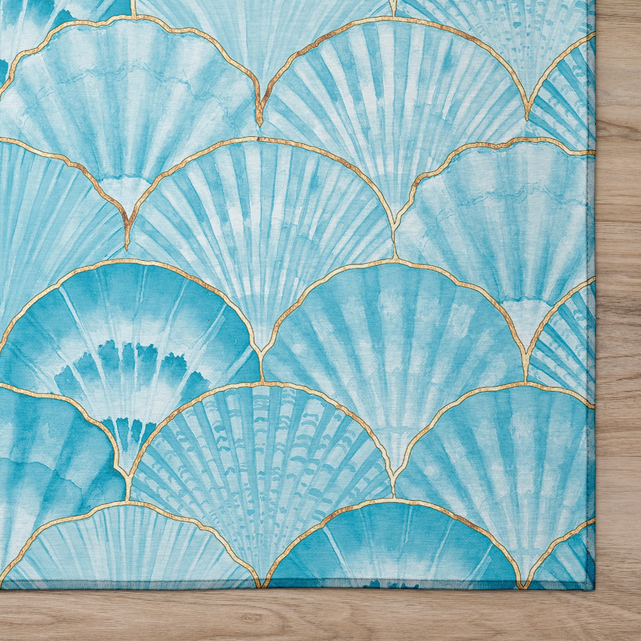Aqua Coastal Pattern Flat Weave 3' x 5' Area Rug