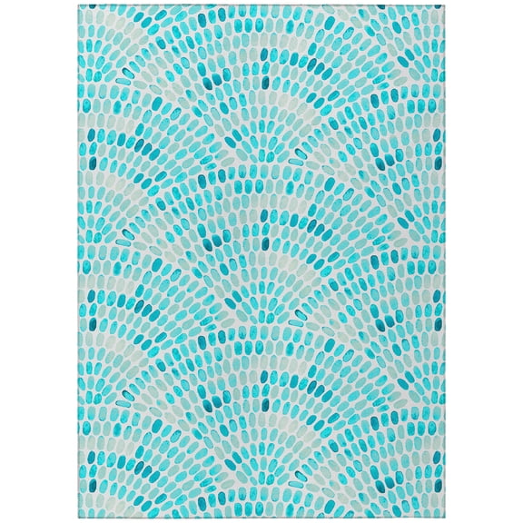Addison Rugs Surfside ASR37 Aqua 2'6" x 3'10" Indoor Outdoor Area Rug, Easy Clean, Machine Washable, Non Shedding, Bedroom, Living Room, Dining Room, Kitchen, Patio Rug