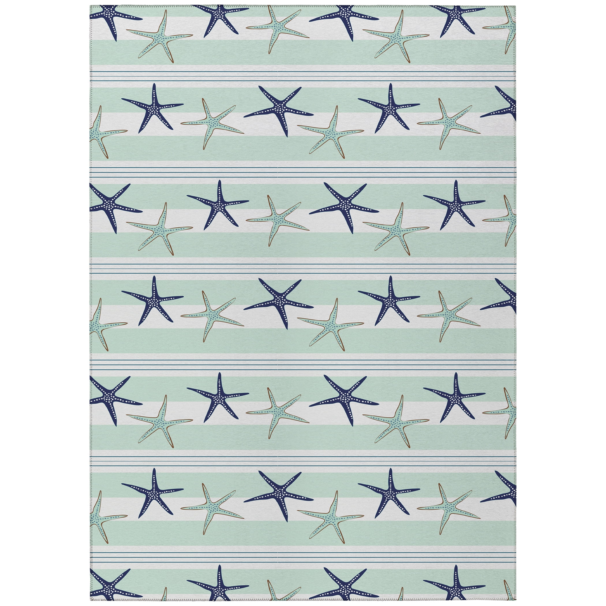 Coastal Breeze Blue Chenille 8' x 10' Washable Flatweave Rug
