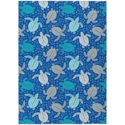 Addison Rugs Surfside ASR43 Blue 5' x 7'6" Indoor Outdoor Area Rug, Easy Clean, Machine Washable, Non Shedding, Bedroom, Living Room, Dining Room, Kitchen, Patio Rug