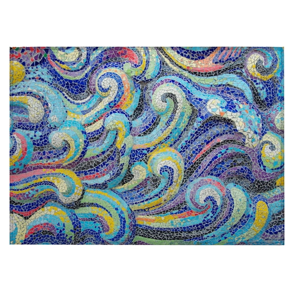 Addison Rugs Indoor/ Outdoor Surfside Mosaic Waves Washable Rug New Ocean - 1'8" x 2'6"