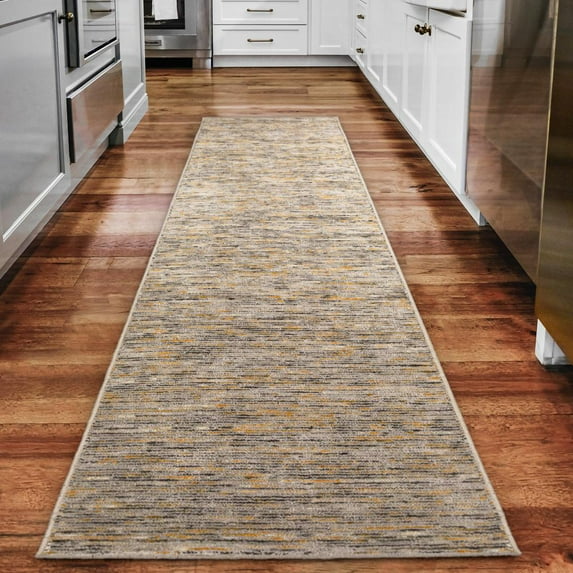 Addison Rugs Villager 2'3" x 7'6" Active Solid Wool Runner Rug in Gold