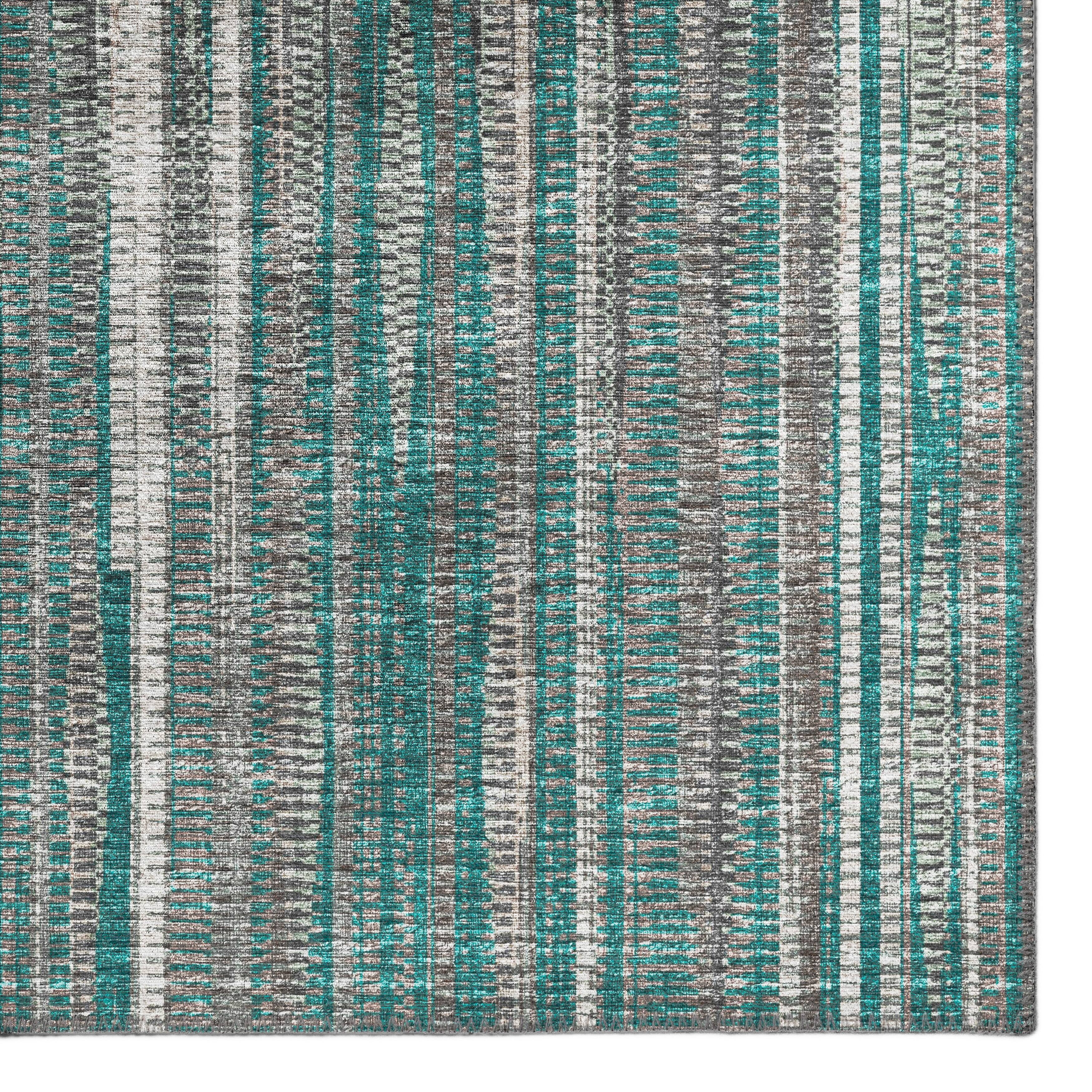 Peacock Stripe Flat Woven Round Synthetic Rug, 8' x 8'