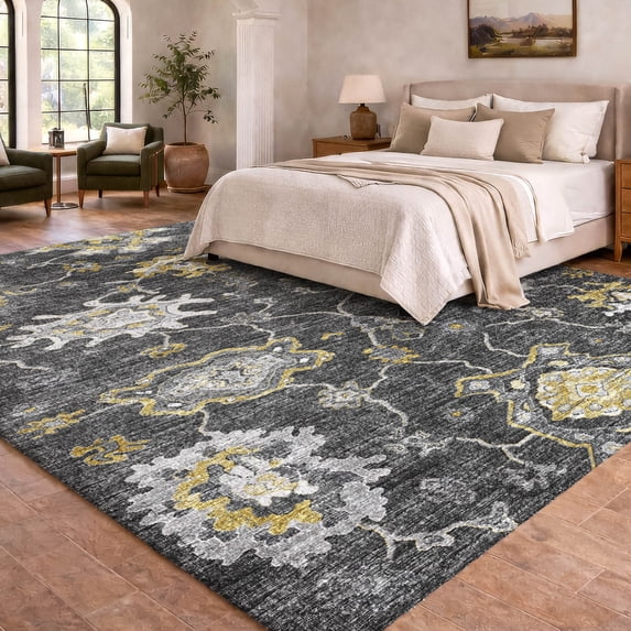 Addison Rugs Dream Shag Premium Machine Washable Traditional Ornate Shadow Rectangle Rug, 3' x 5'