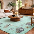 thumbnail image 1 of Addison Rugs Dream Shag Premium Machine Washable Transitional Shell Border Green Rectangle Rug, 3' x 5', 1 of 8