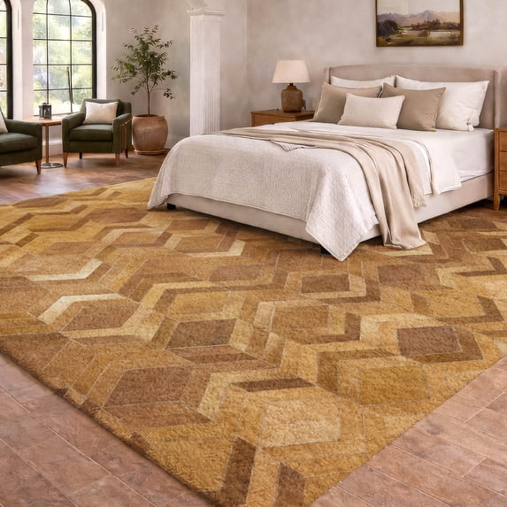 Addison Rugs Dream Shag Premium Machine Washable Transitional Herringbone Brown Rectangle Rug, 5' x 7'6"