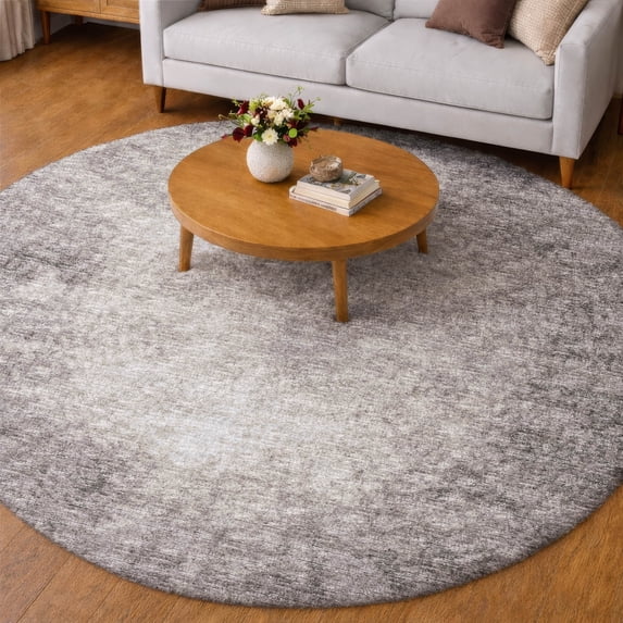 Addison Rugs Dream Shag Premium Machine Washable Transitional Abstract Mocha Round Rug, 8' x 8'
