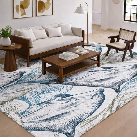Addison Rugs Dream Shag Premium Machine Washable Transitional Dolphin Ivory Rectangle Rug, 3' x 5'