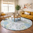 thumbnail image 1 of Addison Rugs Dream Shag Premium Machine Washable Transitional Coral Aqua Round Rug, 8' x 8', 1 of 8