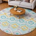 thumbnail image 1 of Addison Rugs Dream Shag Premium Machine Washable Transitional Tribal, Boho Aqua Round Rug, 8' x 8', 1 of 8