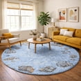 thumbnail image 1 of Addison Rugs Dream Shag Premium Machine Washable Transitional Shell Border Blue Round Rug, 8' x 8', 1 of 8