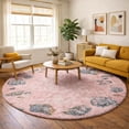 thumbnail image 1 of Addison Rugs Dream Shag Premium Machine Washable Transitional Shell Border Peach Round Rug, 8' x 8', 1 of 8