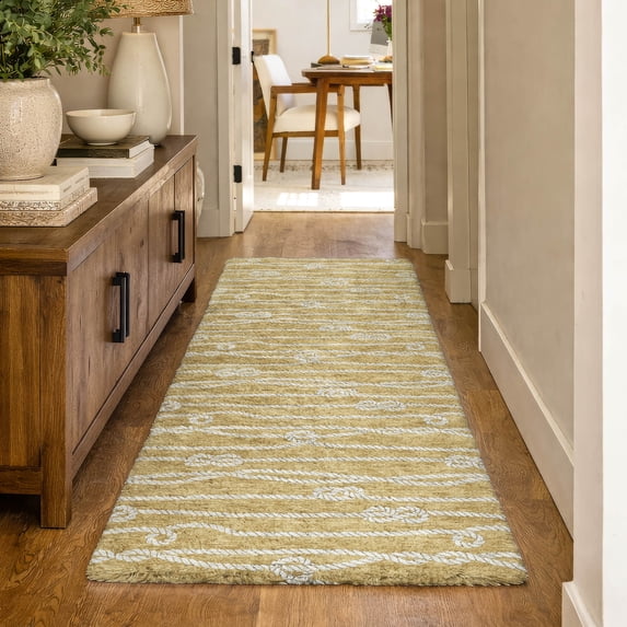 Addison Rugs Dream Shag Premium Machine Washable Transitional Rope Gold Runner Rug, 2'3" x 7'6"