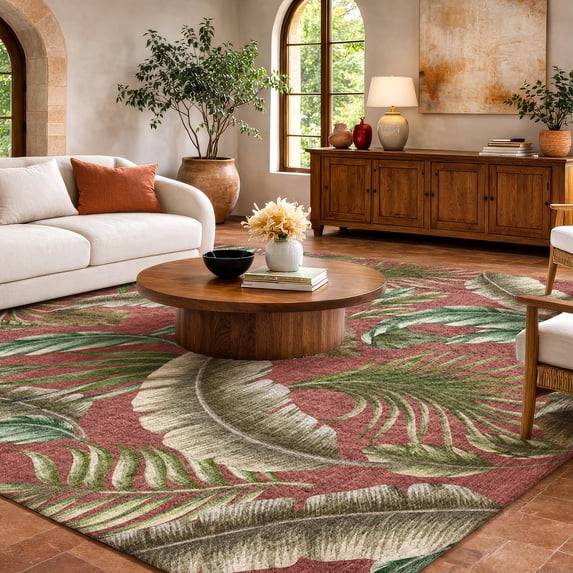Addison Rugs Dream Shag Premium Machine Washable Transitional Leaves Spice Rectangle Rug, 3' x 5'