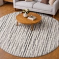 thumbnail image 1 of Addison Rugs Dream Shag Premium Machine Washable Transitional Textured Stripes Beige Round Rug, 8' x 8', 1 of 8