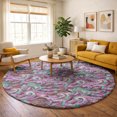thumbnail image 1 of Addison Rugs Dream Shag Premium Machine Washable Transitional Mosaic Waves Raspberry Round Rug, 8' x 8', 1 of 8