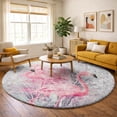 thumbnail image 1 of Addison Rugs Dream Shag Premium Machine Washable Transitional Soft Flamingos Pink Round Rug, 8' x 8', 1 of 8