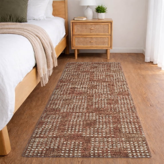 Addison Rugs Dream Shag Premium Machine Washable Transitional Squares Canyon Runner Rug, 2'3" x 7'6"