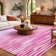 thumbnail image 1 of Addison Rugs Dream Shag Premium Machine Washable Transitional Stripes Pink Rectangle Rug, 3' x 5', 1 of 8