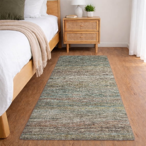 Addison Rugs Dream Shag Premium Machine Washable Transitional Horizontal Bars Multi Runner Rug, 2'3" x 7'6"