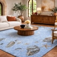 thumbnail image 1 of Addison Rugs Dream Shag Premium Machine Washable Transitional Shell Border Blue Rectangle Rug, 5' x 7'6", 1 of 8