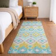 thumbnail image 1 of Addison Rugs Dream Shag Premium Machine Washable Transitional Tribal, Boho Aqua Runner Rug, 2'3" x 7'6", 1 of 8
